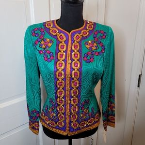 🔥🔥🔥Deadstock Vintage Adrianna Papell Colorful Silk Suit🔥 Excellent Condition